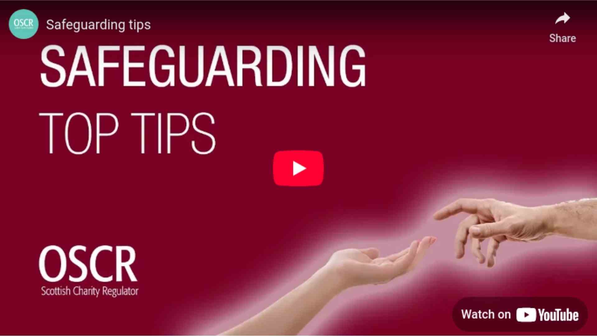Short video: top tips on safeguarding policies from Charity Regulator point of view
click image to link to video